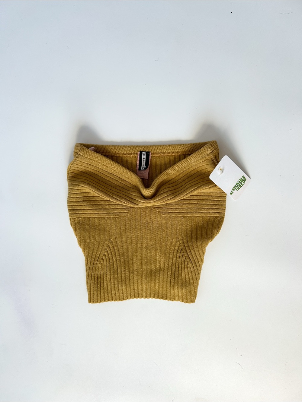 Vintage 90s Primadonna Mustard Ribbed Crop Top - Size Medium/Large